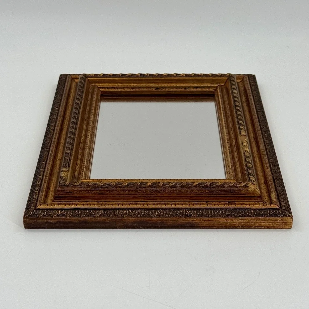 Vintage Italian Gilt Wood Wall Mirror Ornate Gold Frame Gimbels 8x10